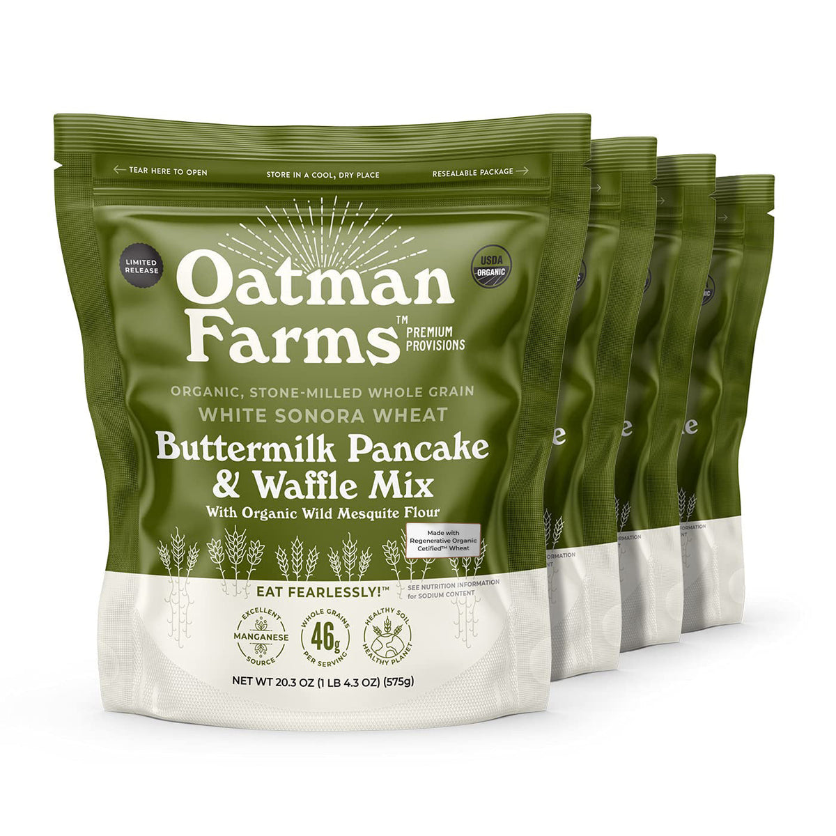Oatman Farms Pancake and Waffle Mix White Sonora &amp; Mesquite Flour, 4 Pack