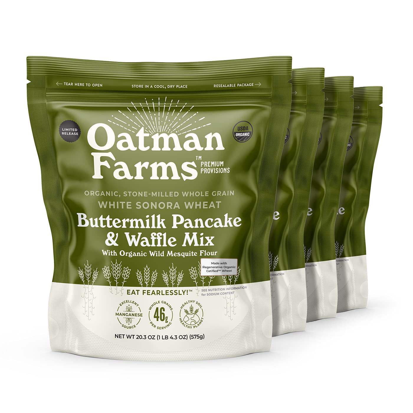 Oatman Farms Pancake and Waffle Mix White Sonora & Mesquite Flour, 4 Pack