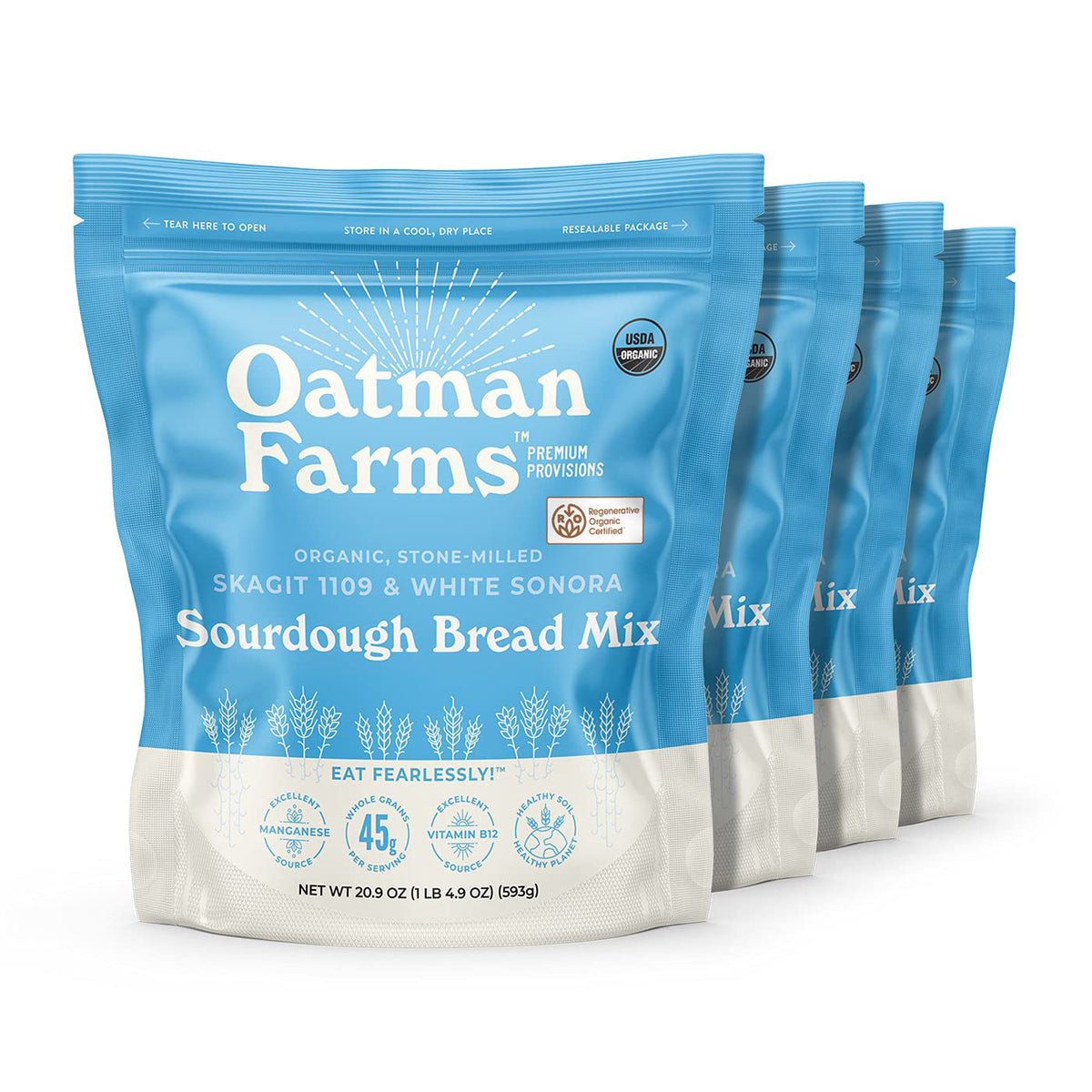 Oatman Farms Sourdough Bread Mix Skagit 1109 &amp; White Sonora, 4 Pack
