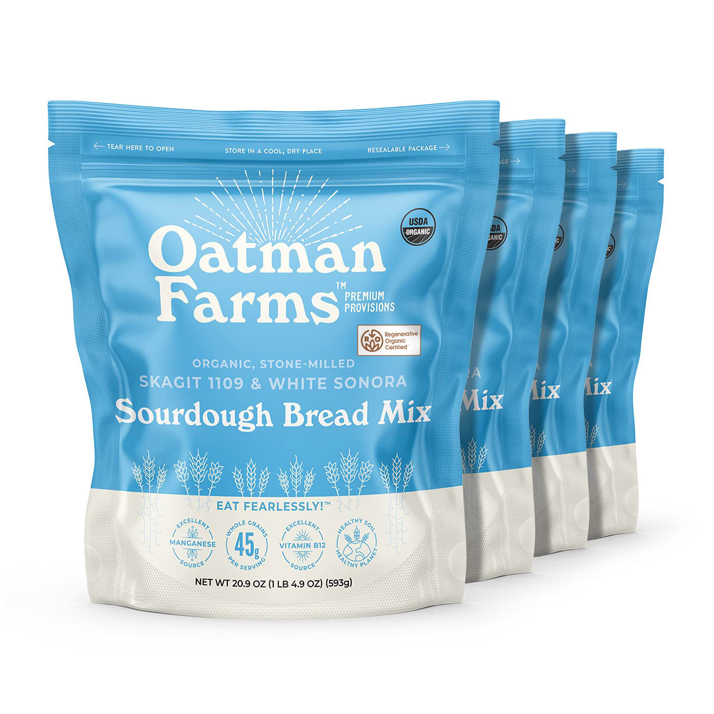 Oatman Farms Sourdough Bread Mix Skagit 1109 & White Sonora, 4 Pack